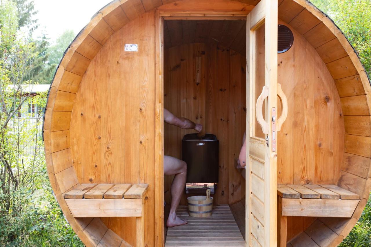 Gemutliches Tinyhouse Bungalow Mit Kamin & Sauna Am See Joachimsthal Eksteriør bilde